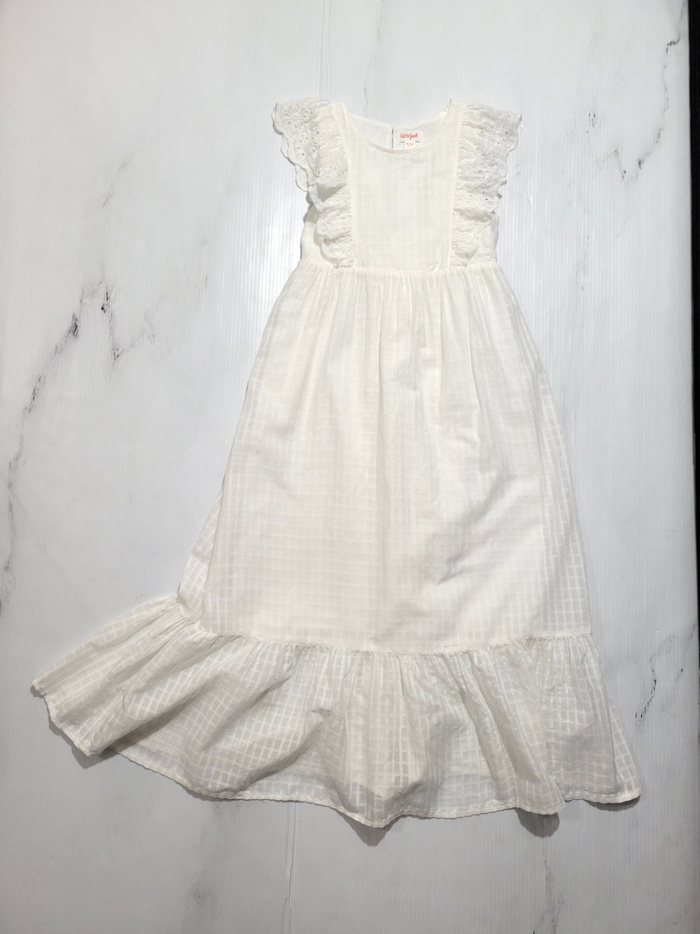 Cat & Jack Girls' Woven Short-Sleeve Maxi Dress White Medium (7/8)